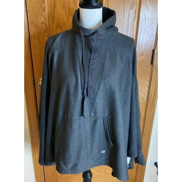NWT Tahari Sport Cowl Neck Hi Lo Grey Pullover Sweatshirt Small RN63619 - Picture 1 of 4